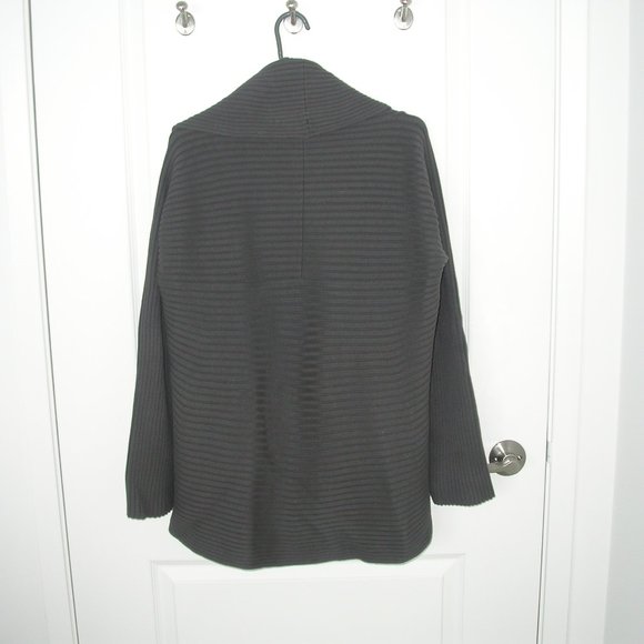 Dark Grey Ribbed Knit Cardigan - Picture 3 of 6